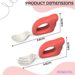Baby Spoon and fork Set for Baby Feeding (Red)