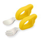 Baby Spoon and fork Set for Baby Feeding (Yellow)
