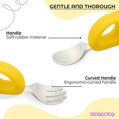 Baby Spoon and fork Set for Baby Feeding (Yellow)