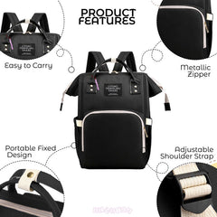 Easy to Carry Diaper Bag for Mother (Plain Black)