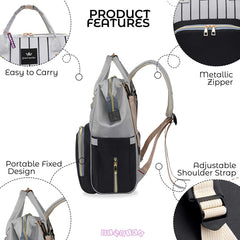 Easy to Carry Diaper Bag for Mother (Vertical Lining Black)