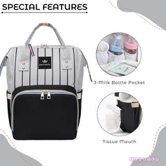 Easy to Carry Diaper Bag for Mother (Vertical Lining Black)