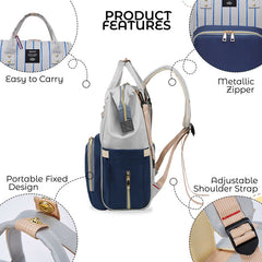 Easy to Carry Diaper Bag for Mother (Vertical Lining Blue)