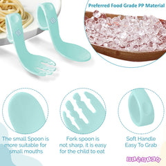 Baby Spoon and fork Set for Baby Feeding (Sea Green)