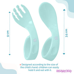 Baby Spoon and fork Set for Baby Feeding (Sea Green)