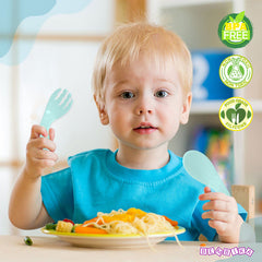 Baby Spoon and fork Set for Baby Feeding (Sea Green)