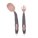 Baby Spoon and fork Set for Baby Feeding (Pink Grey)