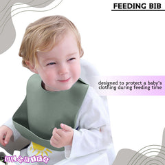 Baby Feeding Essential Baby Dinner Set Infant Training Eating Utensils-Dull Green