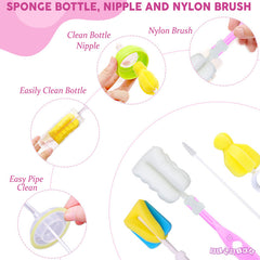 Silicone Baby Milk Bottle Cleaning Brush (White & Yellow)