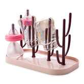 Baby Bottle Drying Rack Storage for Baby Feeding Essential (Pink Brown)