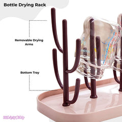 Baby Bottle Drying Rack Storage for Baby Feeding Essential (Pink Brown)