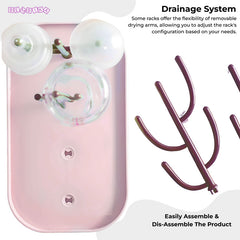 Baby Bottle Drying Rack Storage for Baby Feeding Essential (Pink Brown)