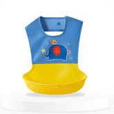 Adjustable Feeding Bib Apron for Baby Feeding (Elepant Blue)