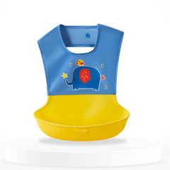 Adjustable Feeding Bib Apron for Baby Feeding (Elepant Blue)