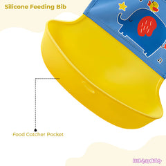 Adjustable Feeding Bib Apron for Baby Feeding (Elepant Blue)