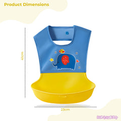 Adjustable Feeding Bib Apron for Baby Feeding (Elepant Blue)