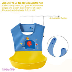 Adjustable Feeding Bib Apron for Baby Feeding (Elepant Blue)