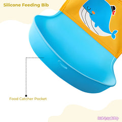 Adjustable Feeding Bib Apron for Baby Feeding (Whale Yellow)