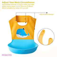Adjustable Feeding Bib Apron for Baby Feeding (Whale Yellow)