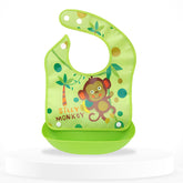 Washable and Lightweight Baby Feeding Bib (Monkey Green)