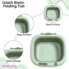 Multipurpose Baby Essential Wash Basin for Baby (Square Green)
