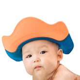 Soft Bathing Baby Shower Cap for Eye Protection and Hair Wash (Orange Grey)