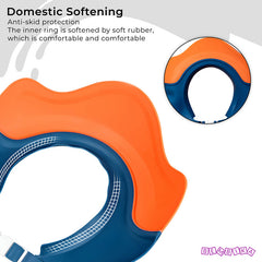 Soft Bathing Baby Shower Cap for Eye Protection and Hair Wash (Orange Grey)