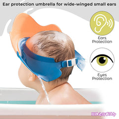 Soft Bathing Baby Shower Cap for Eye Protection and Hair Wash (Orange Grey)