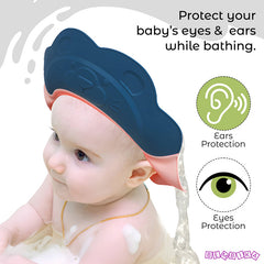 Soft Bathing Baby Shower Cap for Eye Protection and Hair Wash (Blue Pink)