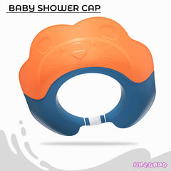 Soft Bathing Baby Shower Cap for Eye Protection and Hair Wash (Orange Blue)