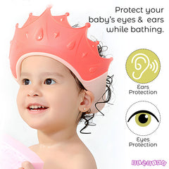 Soft Bathing Baby Shower Cap for Eye Protection and Hair Wash (Coral)