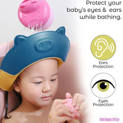 Soft Bathing Baby Shower Cap for Eye Protection and Hair Wash (Blue)