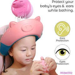 Soft Bathing Baby Shower Cap for Eye Protection and Hair Wash (Piggy Pink)