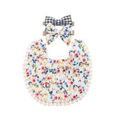 Washable and Lightweight Baby Feeding Bib and Bow (Blue)