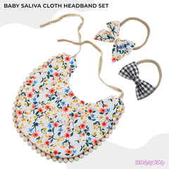 Washable and Lightweight Baby Feeding Bib and Bow (Blue)