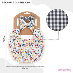 Washable and Lightweight Baby Feeding Bib and Bow (Blue)