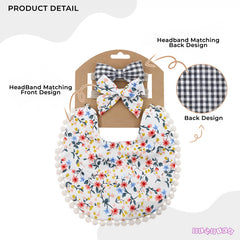 Washable and Lightweight Baby Feeding Bib and Bow (Blue)