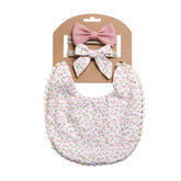 Washable and Lightweight Baby Feeding Bib and Bow (Pink)