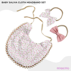 Washable and Lightweight Baby Feeding Bib and Bow (Pink)