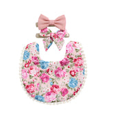 Washable and Lightweight Baby Feeding Bib and Bow (Rose Pink)