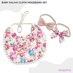 Washable and Lightweight Baby Feeding Bib and Bow (Rose Pink)