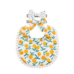 Washable and Lightweight Baby Feeding Bib and Bow (Marigold Yellow)