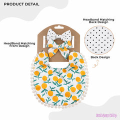 Washable and Lightweight Baby Feeding Bib and Bow (Marigold Yellow)