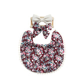 Washable and Lightweight Baby Feeding Bib and Bow (Maroon)
