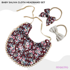 Washable and Lightweight Baby Feeding Bib and Bow (Maroon)