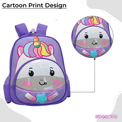 Kindergarten Cute Cartoon Kids School Bag for Boys and Girls (Unicorn Lavender)