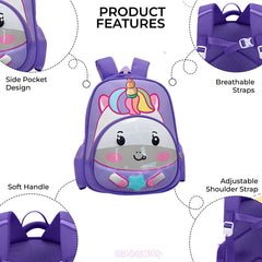 Kindergarten Cute Cartoon Kids School Bag for Boys and Girls (Unicorn Lavender)