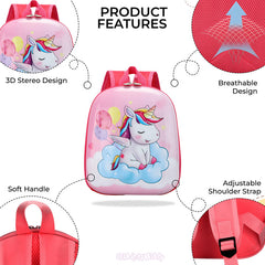 Kindergarten Cute Cartoon Kids School Bag for Boys and Girls (Unicorn Baby Pink)