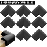 Baby Safety Corner Guards Furniture Edges (Foam L Shaped Black 8Pcs)