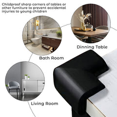 Baby Safety Corner Guards Furniture Edges (Foam L Shaped Black 8Pcs)